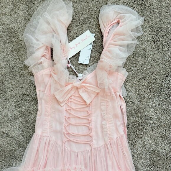 NEW AMY JANE LONDON Amy Jane London Evangeline Ruffle Maxi Dress Pink Size XS - Picture 3 of 15